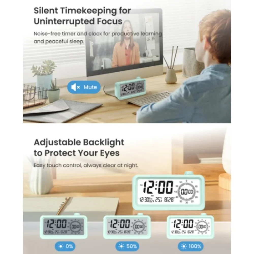 All-in-One Multifunctional Digital Alarm Clock -Time Manager Clock - LED Display